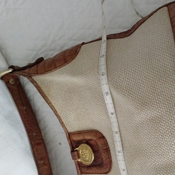 Brahmin Croc & woven canvas shoulder bag hobo - Picture 13 of 16